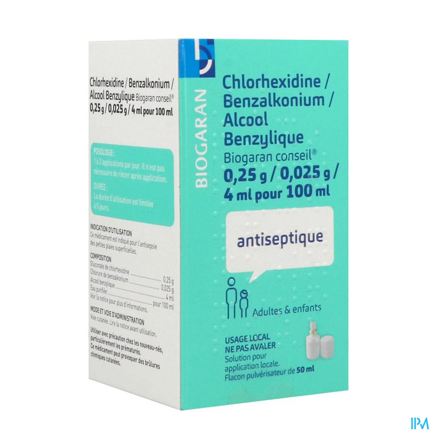 vignette CHLORHEX/BENZ/ALCOOL BGR CONS 50ML