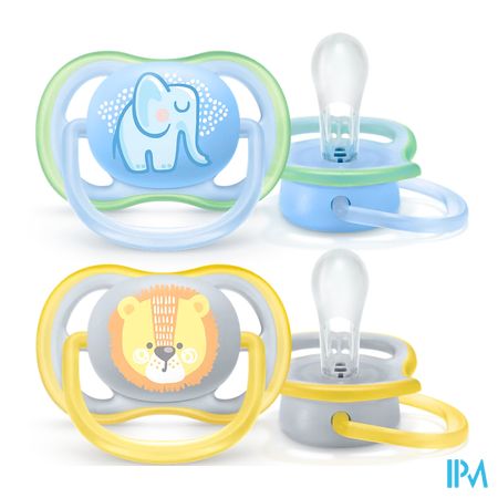 vignette Avent Sucette Ultra Air Boy Lion 0/6mois Scf085/01 X2
