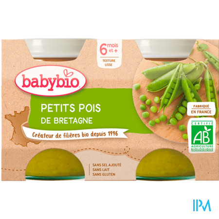 vignette BABYBIO PL PDT/PETIT POIS 2X130G