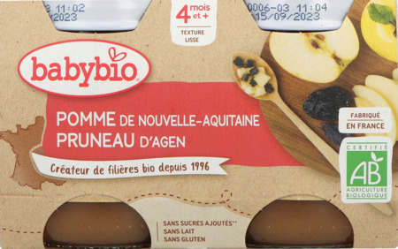 vignette BABYBIO PF POMME PRUNEAU 2X130G