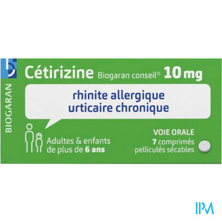 vignette CETIRIZINE 10MG BIOG CONS CPR SEC7