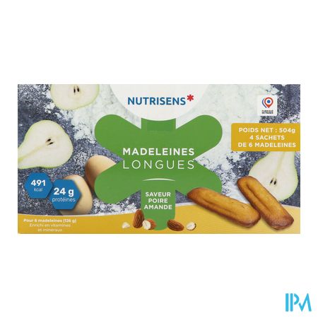 vignette Nutrisens Madeleines Longues Poire Amande X24