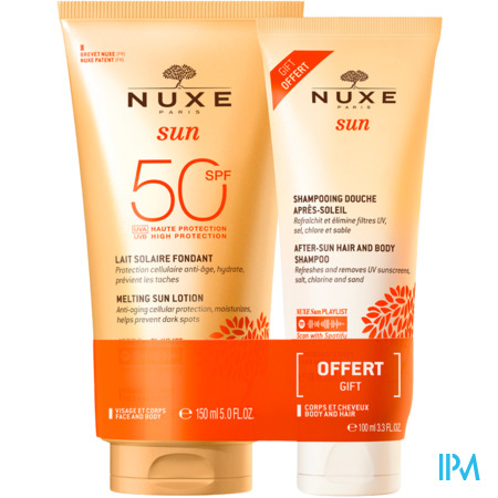 vignette Nuxe Sun Lait Spf50 150ml + Shampoing Douche Apres Soleil 100ml Offert