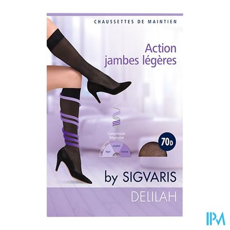 vignette Sigvaris Delilah 70d Chaussette Beige Rose T2