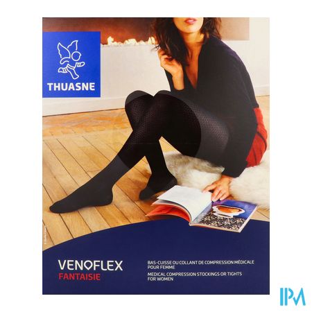 vignette Thuasne Venoflex Ogee Bas Cuisse Autofixant Noir Normal T2