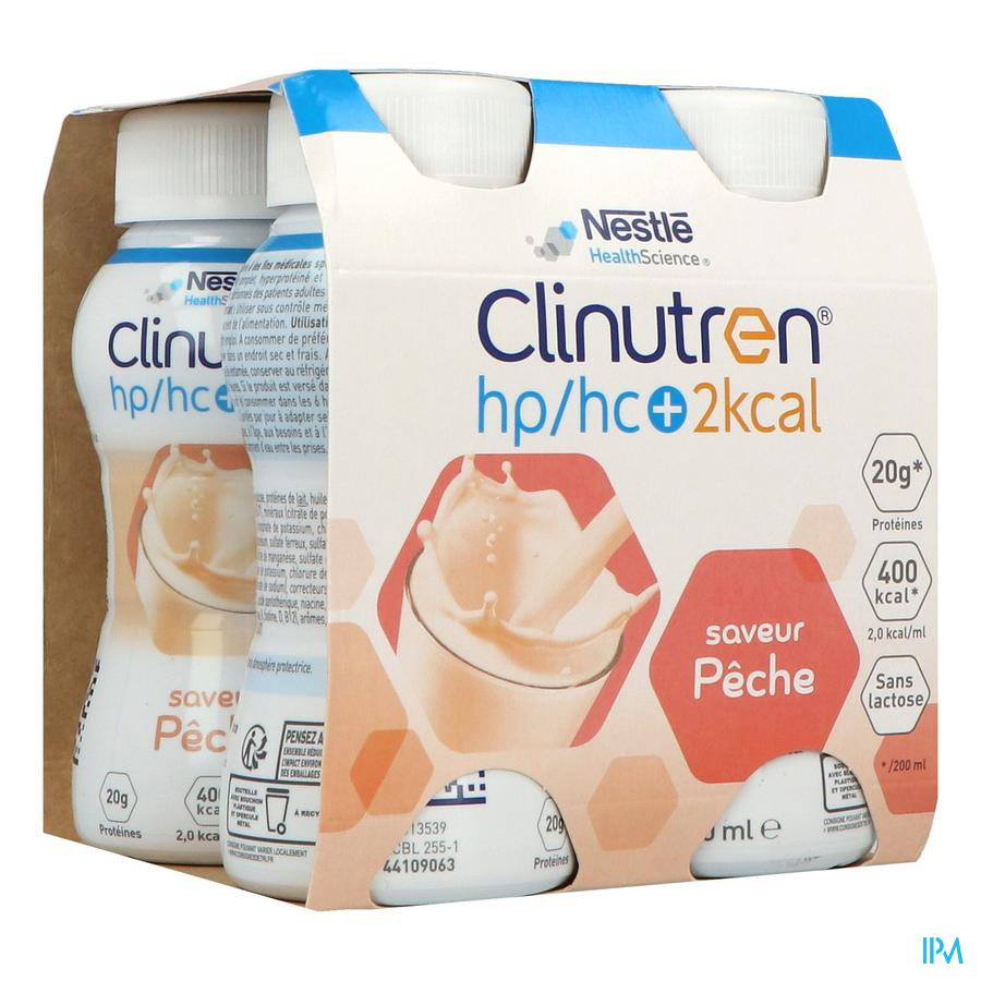 vignette Clinutren Hp Hc+ 2kcal Peche 200ml X4