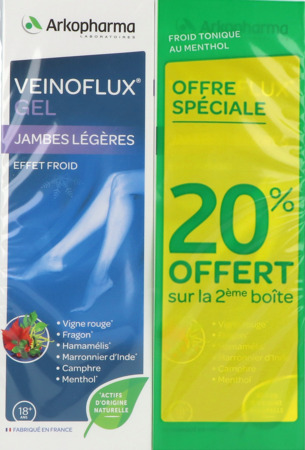 produit Veinoflux Gel Jambes Legeres Effet Froid 150ml X2