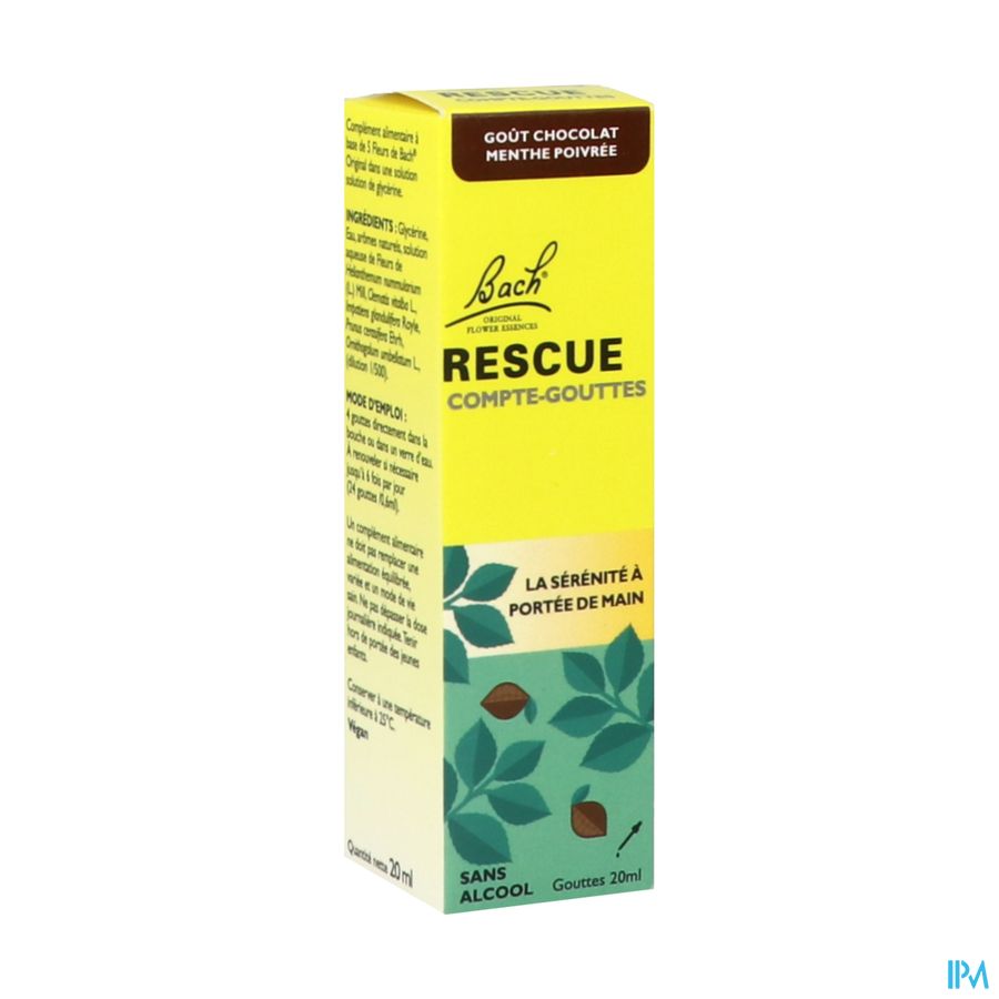 produit Rescue Bach Compte Gouttes Gout Chocolat Menthe 20ml