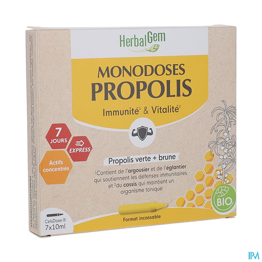 vignette HERBALGEM PROPOLIS MONODOSES BIO 7X10ML