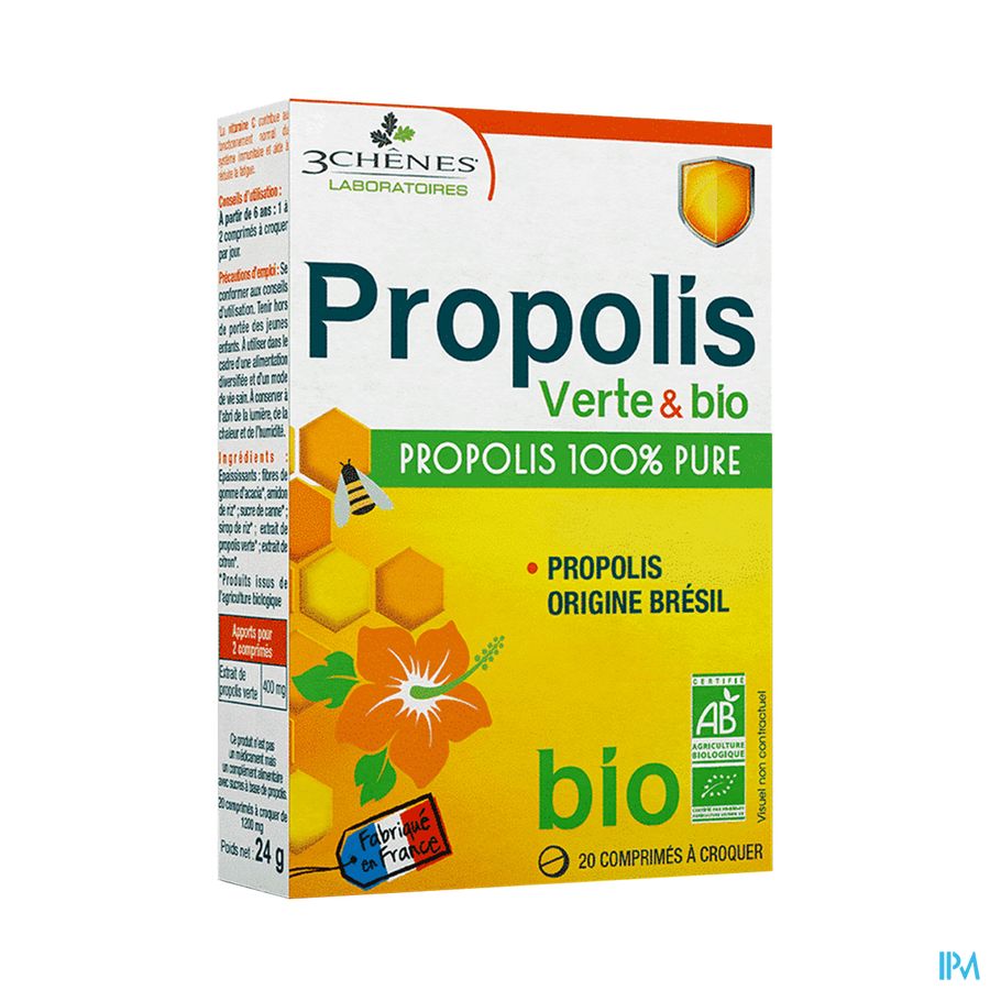 produit 3chenes Propolis Verte Pure Bio Comprime A Croquer 20