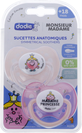 vignette Dodie Sucette Anatomique Silicone Mmee Princesse A105 +18mois X2