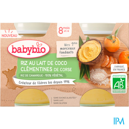produit Babybio Riz Au Lait Coco Clementine De Corse 8m 130g X2