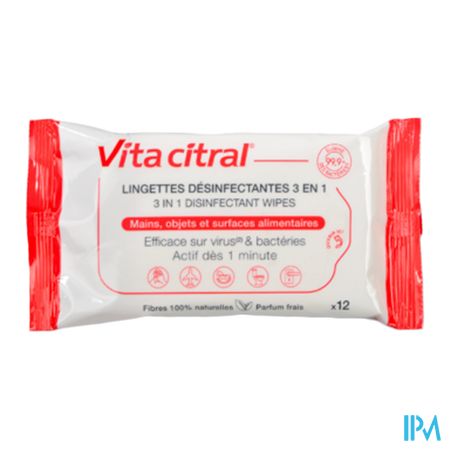 produit Vita Citral Lingette Desifectantes 3en1 Mains Et Surfaces 12