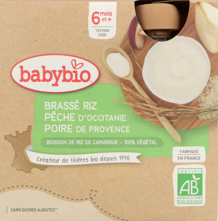 vignette BABYBIO GOURD BRASSE RIZ PECHE POIR 4*85G