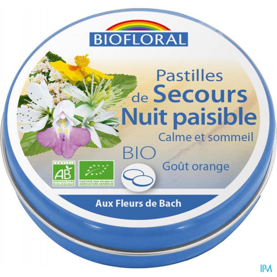produit Biofloral Sos Secours Nuit Paisible Pastilles Bio 50g