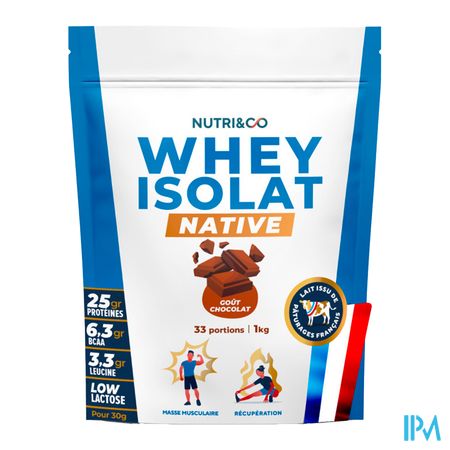vignette Nutri Co Whey Isolat Native Poudre Chocolat 1kg