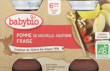 vignette BABYBIO PF POMME/FRAISE 2X130G