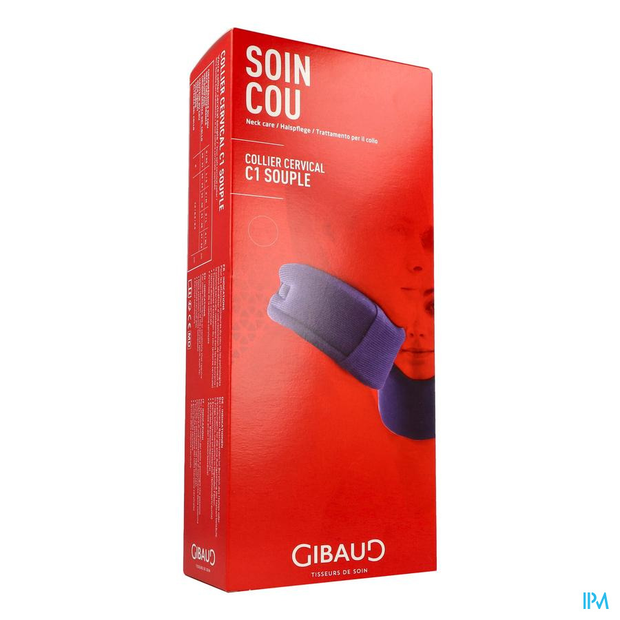 vignette Gibaud Collier Cervical C1 Souple Avec Housse De Protection 7cm5 Bleu Marine T2
