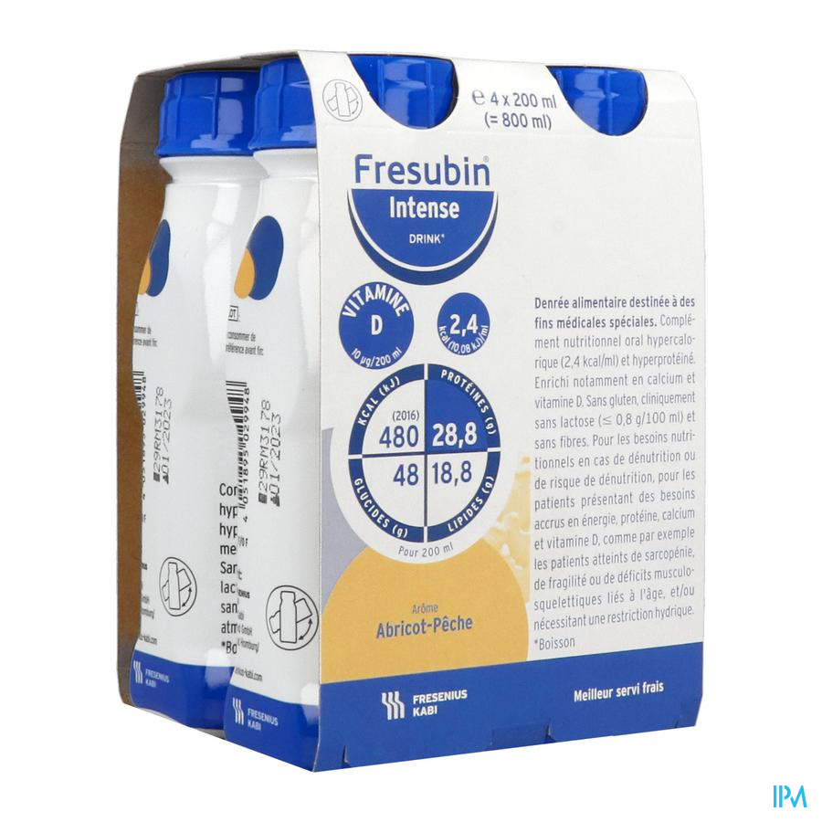 produit Fresubin Intense Drink Abricot Peche 200ml X4