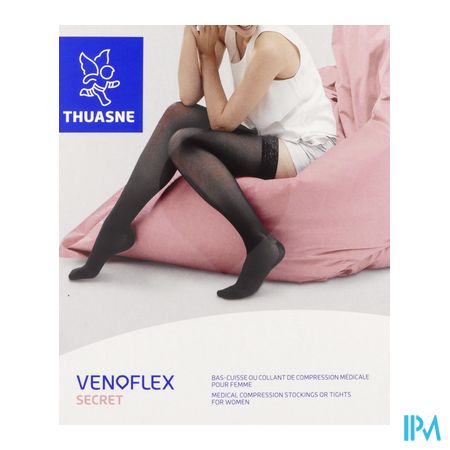 vignette Thuasne Venoflex2 Secret Bas Cuisse Autofixant Beige Dore Normal T2+