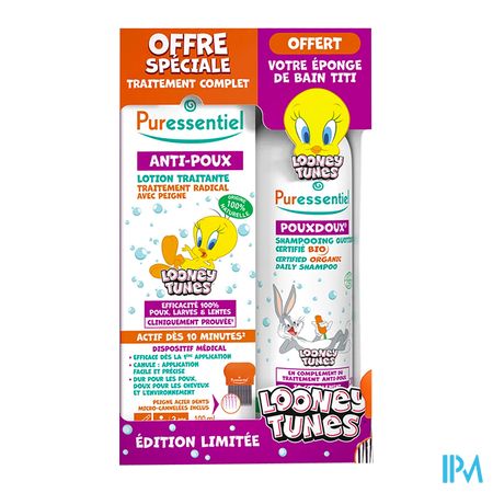 vignette Puressentiel Looney Tunes Lotion Traitante Antipoux Avec Peigne 100ml