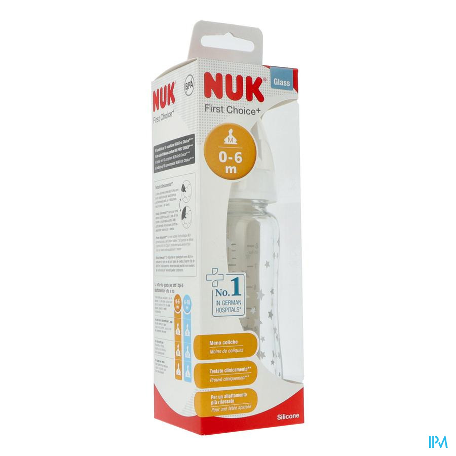 vignette Nuk Biberon First Choise+ Fc+ Verre 240ml Silicone 0/6m M Mixte