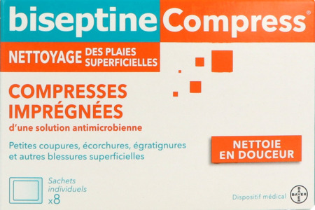 vignette Biseptinecompress Compresse Sachet 8