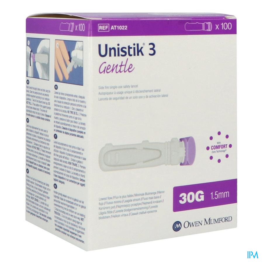 vignette Unistik 3 Gentle Autopiqueur Jetable 100