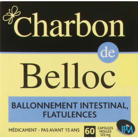 vignette CHARBON DE BELLOC 125MG CAPS 60