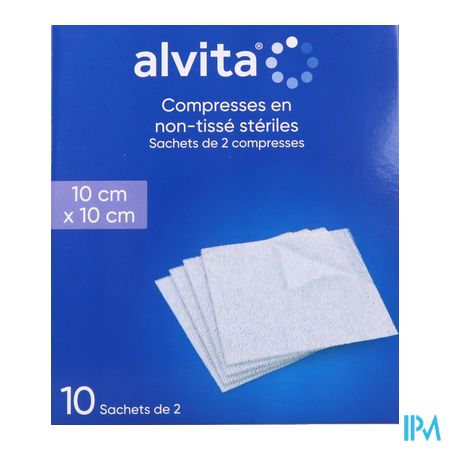 vignette Alvita Compresse Non Tissee Sterile 10cm X 10cm X2 10