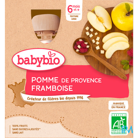 vignette BABYBIO MES FRUITS POM/FRAMBOISE 4X90G