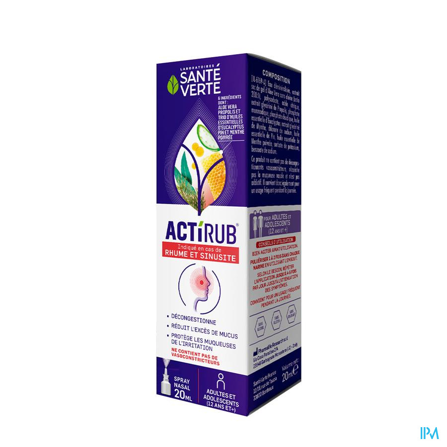 produit Sante Verte Actirub Spray Nasal Triple Efficacite Flacon 20ml